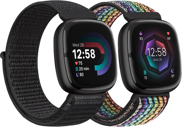 Nylon Bands for Fitbit Versa 4/Sense 2/3, Soft Breathable Adjustable Replacement Strap for Women Men