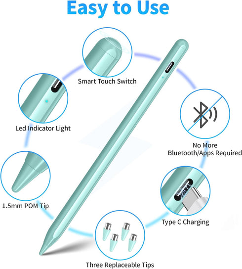DRYMOKINI Stylus Pen for Touch Screen, Rechargeable Universal Stylus Pencil Compatible for Android and iOS