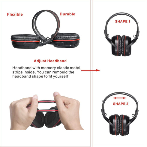 SIMOLIO 2 Pack IR Wireless Headphones for Car DVD, Universal Infrared Headphones for Kids, AUX Cord, Not Bluetooth