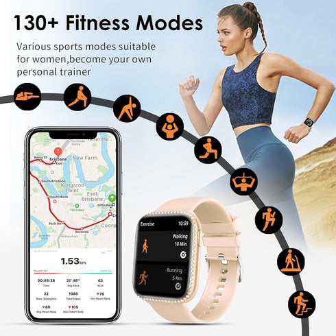 Smart Watch for Women, 1.75" AMOLED Fitness Tracker with Answer/Make Call, Heart Rate Monitor, IP68 Waterproof