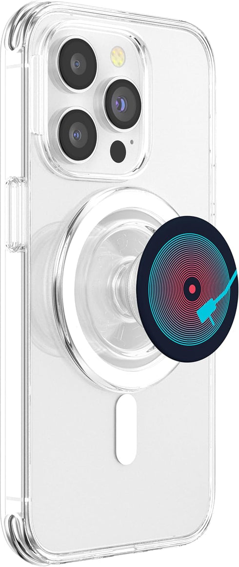 Retro Vinyl Red and Blue Record Album Music Art PopSockets PopGrip for MagSafe.