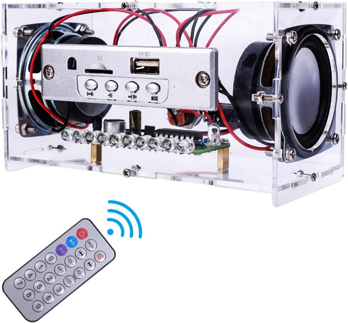 MiOYOOW DIY Bluetooth-Compatible Speaker Kit with LED Flashing Light, DIY Electronics Soldering Project, USB Mini Home