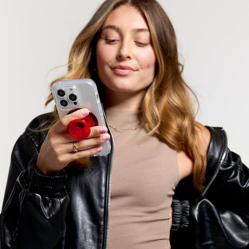 PopSockets Phone Grip, Danger Red Translucent, Compatible with MagSafe, Wireless Charging
