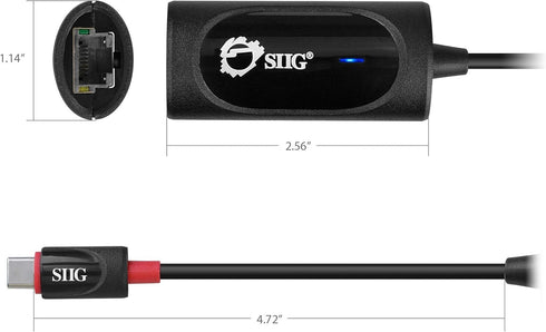 SIIG USB Type C to Gigabit Ethernet Adapter, 10/100/1000 Mbps LAN Adapter for Windows and Mac Systems, Thunderbolt 3
