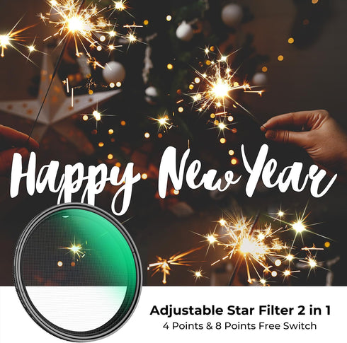 K&F Concept 49mm Variable Star Filter Cross Screen Starburst Filter 4, 8 Points -18 Layer Coating Ultra Slim Optical Glas Camera Lens Filter with 3 Cleaning Cloth