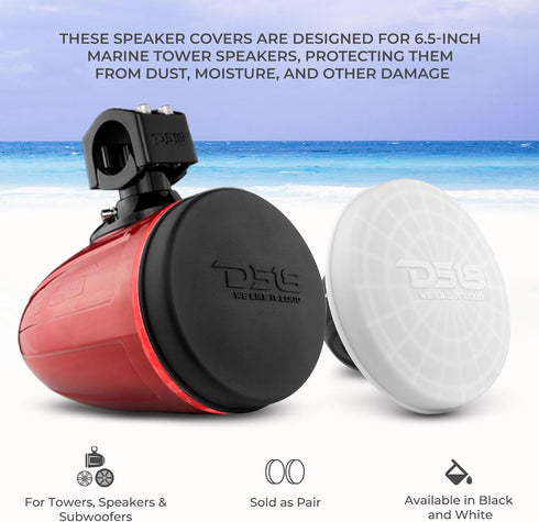 DS18 Hydro CS-6/WH 6.5" Silicone Marine Speaker Cover - Water, Dust, UV Rays Protection for Tower Speakers