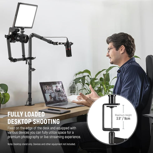 NEEWER ST008 Overhead Camera Desk Mount Rig Stand with 2 Boom Arms for Photography Devices, Live Streaming, Home Office