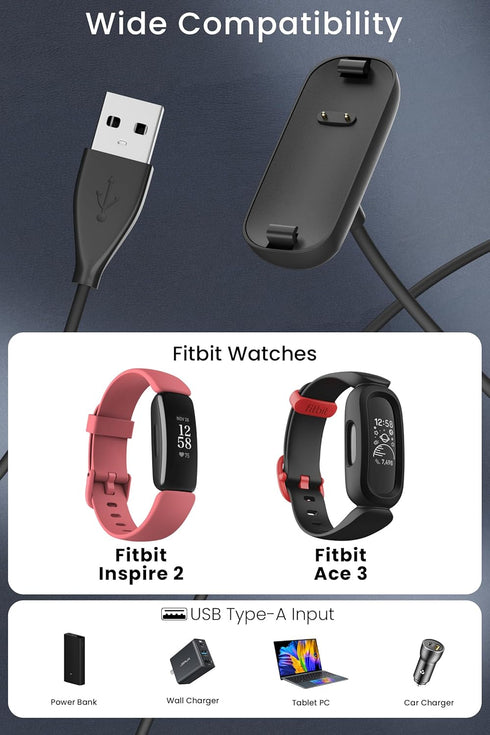 USB Charger for Fitbit Inspire 2/Ace 3 Replacement Charging Cable for Fitbit Inspire 2 Fitness Tracker&Fitbit Ace 3 Activity-Tracker for Kids Accessories