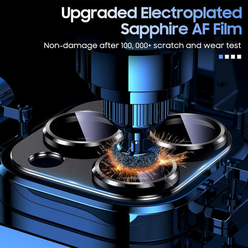 Uyiton Metal Tempered Glass Camera Lens Protector for iPhone 15 Pro/Pro Max - Black Titanium, Case-Friendly, Strong