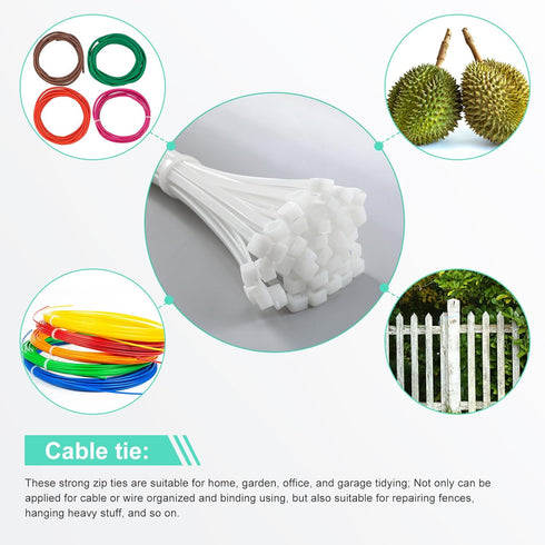 Shappy 50 Pcs Heavy Duty Zip Ties, Strong Large Industrial Wire Ties for Bundling Crops, Awnings, Water Pipes (White,