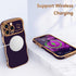 LCHULLE iPhone 15 Pro Max Case for Women, Cute Wave Frame with Love Heart Raised Camera Protection, Dark Purple