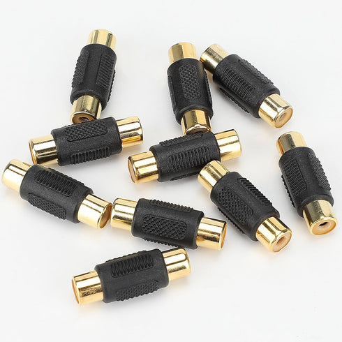 RCA Female to Female Coupler 3 Pack Audio Video RCA Adapter Connector for Amplifier, Speaker, TV - Gold Plated