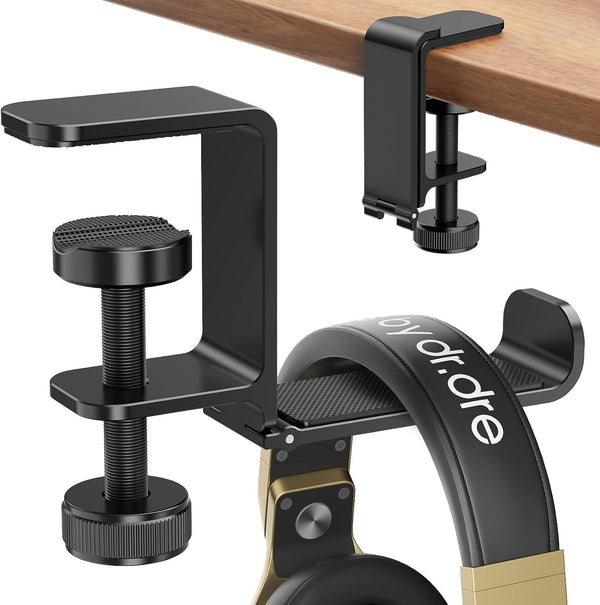 Headphone Hanger Holder Stand - Under Desk Hook with Foldable Space-Saving Aluminum Stand for Gaming PC Accessories