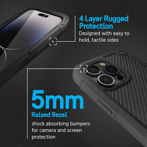 Pelican Shield Series iPhone 13 Pro Case 6.1", Protective Phone Case with Belt Clip Holster - Black