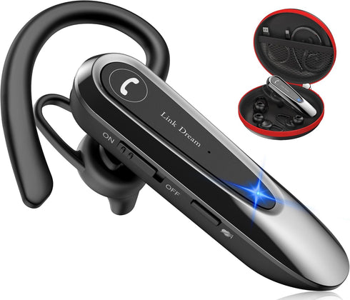 Link Dream Bluetooth Earpiece, Wireless CVC8.0 Headset for Cell Phone, Dual Mic Noise Canceling, 20Hrs Talk Time