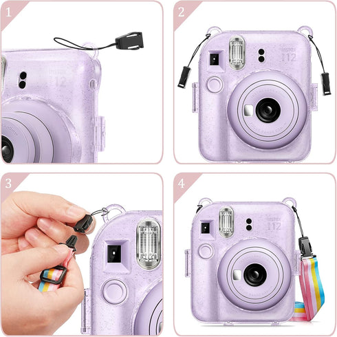 Fintie Protective Clear Case for Fujifilm Instax Mini 12 Instant Camera - Hard Shell Cover with Upgraded Film Pocket &