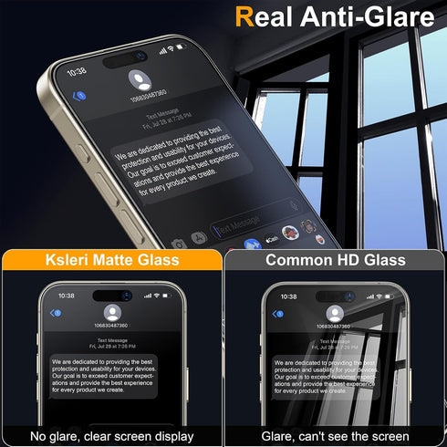 iPhone 15 Pro Max 6.7" Matte Glass Screen Protector 2 Pack, Anti Glare, Anti Fingerprint, Easy Install, Case Friendly.