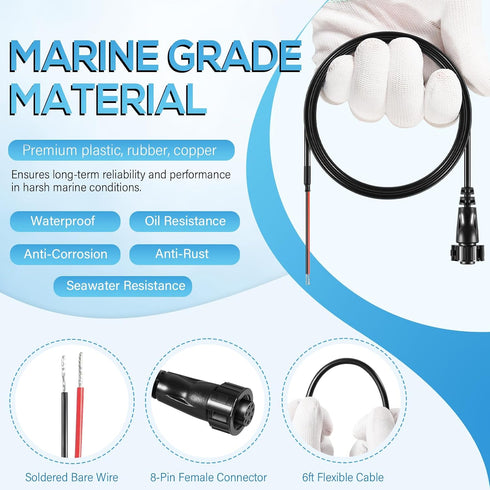 Bonbo 12 6' Humminbird 720085-1 (6 PC Power Cord Power Cable Fit for SOLIX and Onix Series Fish Finders Foot)
