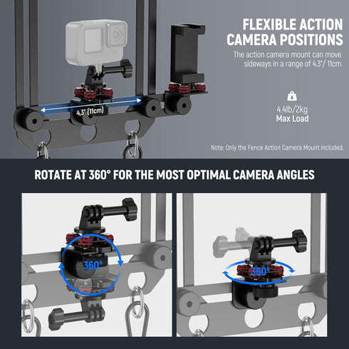 NEEWER Phone Fence Mount with Holder for Game Changer Mounting, Shock Absorbing Compatible with Mevo Start GoPro