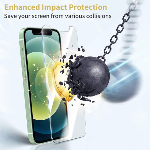 UNBREAKcable 3-Pack Tempered Glass Screen Protector for iPhone 12 mini, 9H Hardness, 99.99% HD Clear, Case Friendly.
