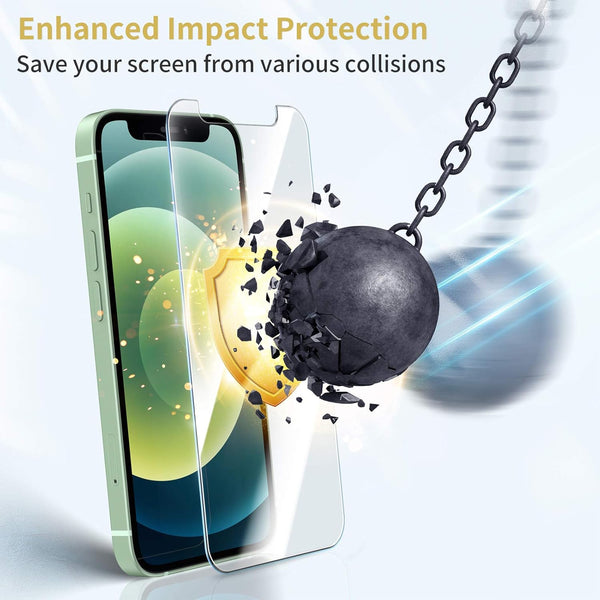 UNBREAKcable 3-Pack Tempered Glass Screen Protector for iPhone 12 mini, 9H Hardness, 99.99% HD Clear, Case Friendly.