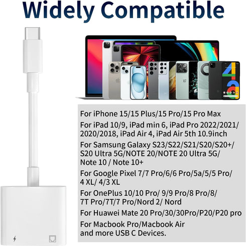 USB C to Ethernet Adapter, 2 in 1 RJ45 Ethernet LAN Network Adapter with USB Type C Charge Port, Plug and Play