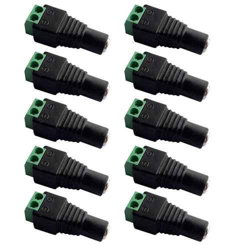 10 Female 12V DC Power Jack Adapter Connector for LED Strip, CCTV Camera