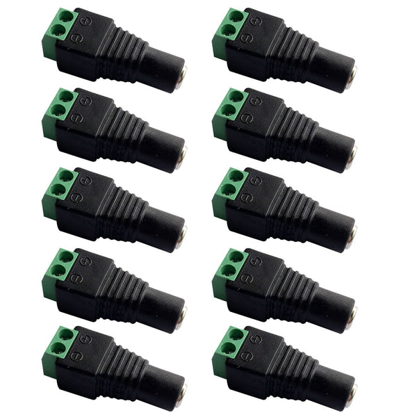 10 Female 12V DC Power Jack Adapter Connector for LED Strip, CCTV Camera