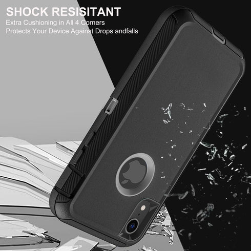 Shop iPhone XR Case: Military Grade 3-in-1 Heavy Duty Shockproof, Drop Proof, Dust Proof + 2 Tempered Glass Protectors