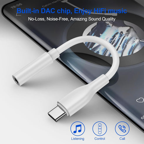 USB C to 3.5mm Adapter for Samsung Galaxy S24, S23, S22, Google Pixel 8, iPhone 15 Pro Max, Type C Audio