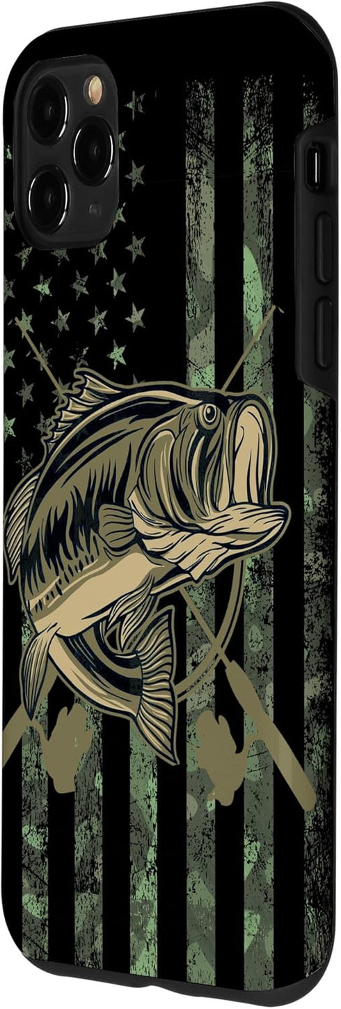 Camo American Flag Bass Fishing Gift Case for iPhone 11 Pro Max