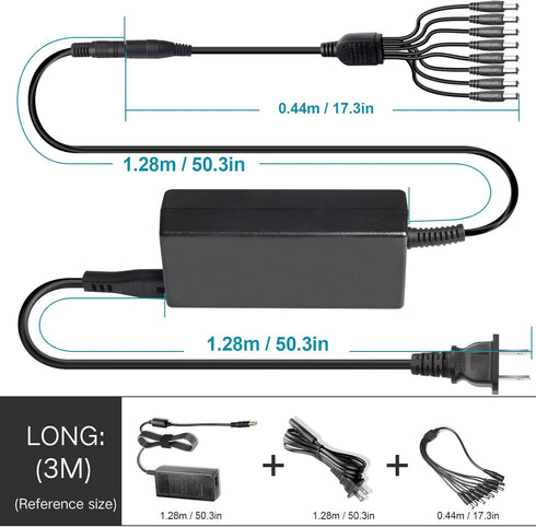 Fancy Buying 12V 5A 100V-240V 8-Way Security Camera Power Adapter AC to DC Power Splitter Cable FCC Certified LED Power