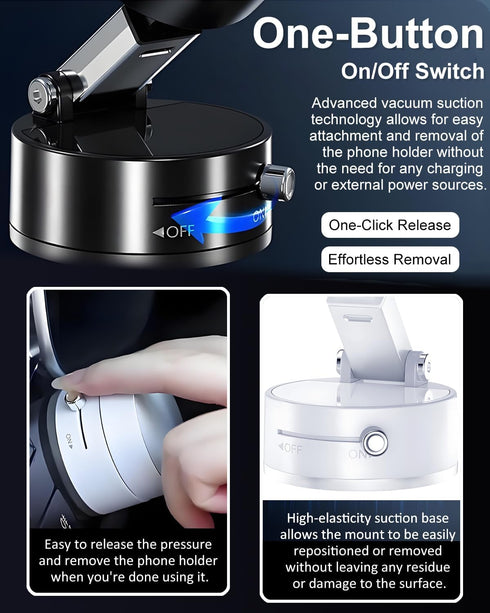 JingJinYY 2025 Vacuum Suction Magnetic Phone Holder, Upgraded Foldable and Retractable Magnetic Mount, A Movable Vacuum