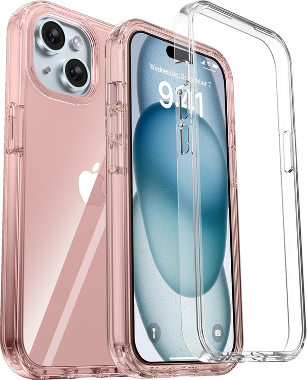 ORIbox Rose Gold iPhone 15 Case, Military-Grade Drop Defense, Rugged Dual-Layer Design, 6.1 inch, Force Armor Series