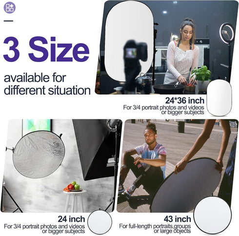 EMART 24’’ (60cm) Light Reflectors 5 in 1 Collapsible Photography Reflector with Bag for Studio Video Photography