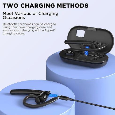 Bluetooth Headset V5.3, Wireless Earpiece with 600mAh Charging Case, 110H Playtime, Hands-Free Headset for Cell Phone