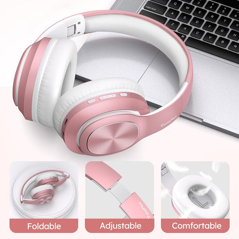 Wireless Bluetooth Headphones Over Ear, 80H Playtime, 3EQ Sound Modes, HiFi Stereo with Deep Bass, Foldable