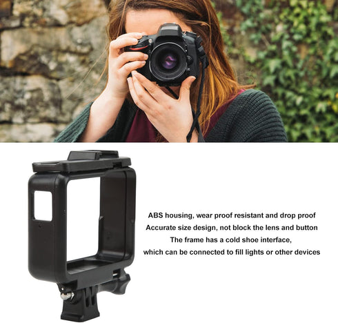 Fydun ABS Action Camera Housing Frame Case for Insta360 One R RS with Cold Shoe Bracket Accessories