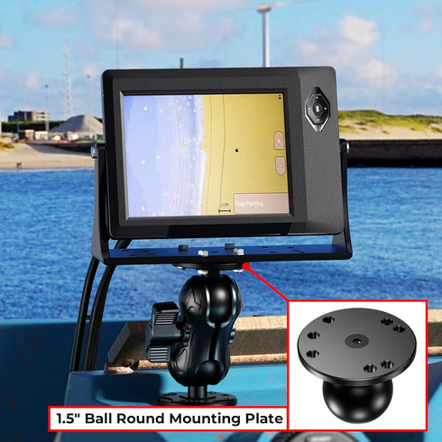 1.5" Ball Mount with Aluminum Alloy Round Plate, Universal Mounting Base with AMPS Holes for Garmin, Lowrance,