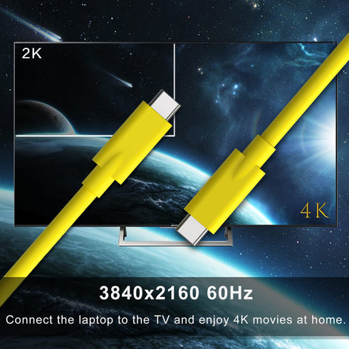 USB C to USB C 3.1 Gen 2 Cable, 100W PD, 10Gbps Data Transfer, 5A Fast Charging, Yellow, 3.3Ft