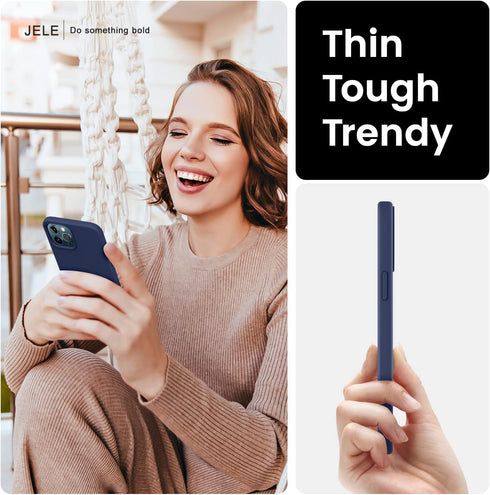 JELE Shockproof Case for iPhone 12 Pro Max - Navy Blue Liquid Silicone with Military Grade Drop Protection