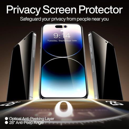SmartDevil 2PACK Privacy Screen Protector for iPhone 14 Pro, 9H Top-Shatterproof, Military Grade Protection