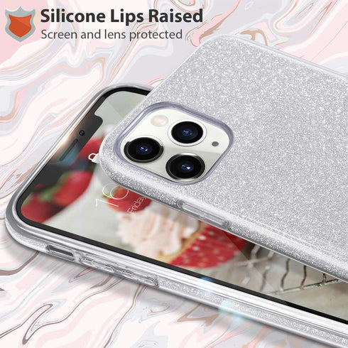 MATEPROX Compatible with iPhone 11 Pro Case, Bling Sparkle Cute Girls Women Protective Case - Silver
