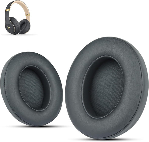 Krone Kalpasmos Earpad Replacement for Beats Studio 2 & 3 - Premium Grey Protein Leather Memory Foam, Easy Install Kits.