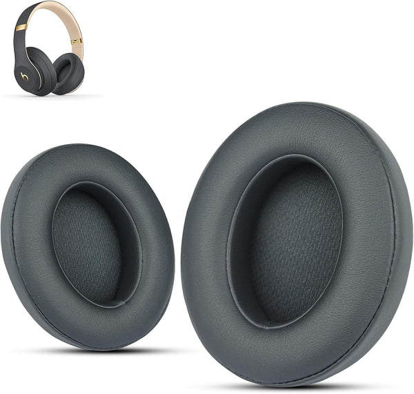 Krone Kalpasmos Earpad Replacement for Beats Studio 2 & 3 - Premium Grey Protein Leather Memory Foam, Easy Install Kits.