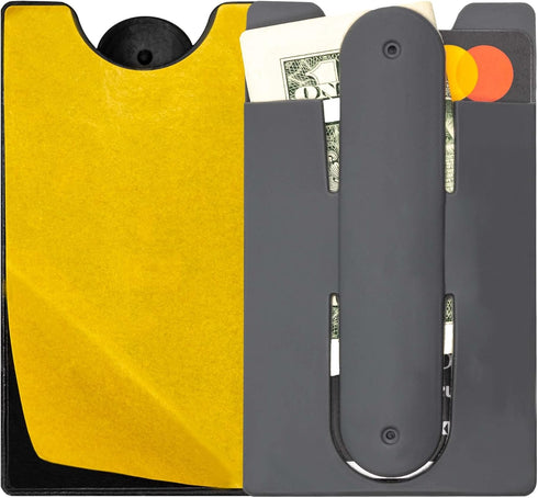 Silicone Phone Card Holder Pocket with Stand - Stick On Wallet, Adhesive Credit Card Pouch for iPhone & Samsung Galaxy