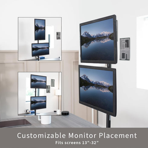 VIVO Dual Vertically Stacked Monitor Desk Mount, Adjustable Stand for 2 Ultrawides up to 34 inches