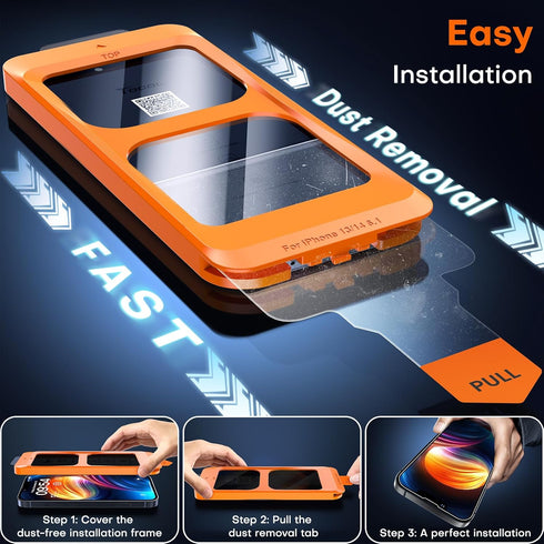 TOCOL for iPhone 14 Privacy Screen Protector, True 25° Anti Spy, 9H+ Hardness Tempered Glass, Easy Installation