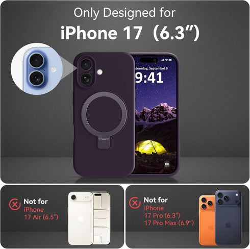 Vanxiliiy 17 17 Compatible with iPhone Case Stand, Slim Comfortable Liquid Silicone Phone Cases Fit for iPhone