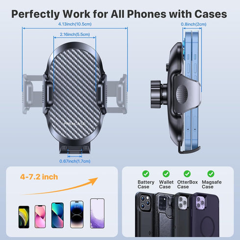 Miracase Phone Holders for Your Car, Newest Metal Hook Clip, Air Vent Cell Phone Car Mount, Dark Black